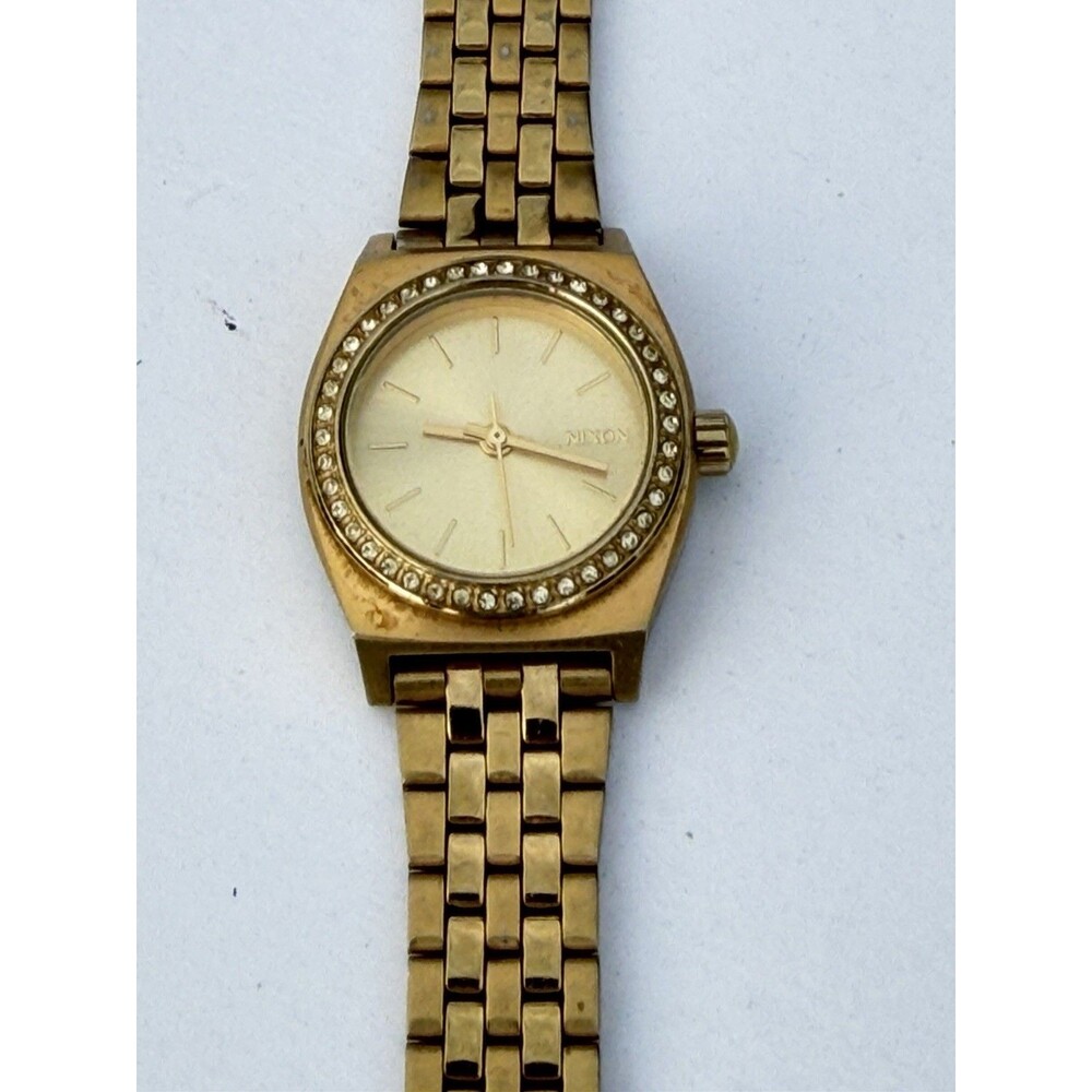 Nixon The Small Time Teller Gold To Watch With Crystal Bezel